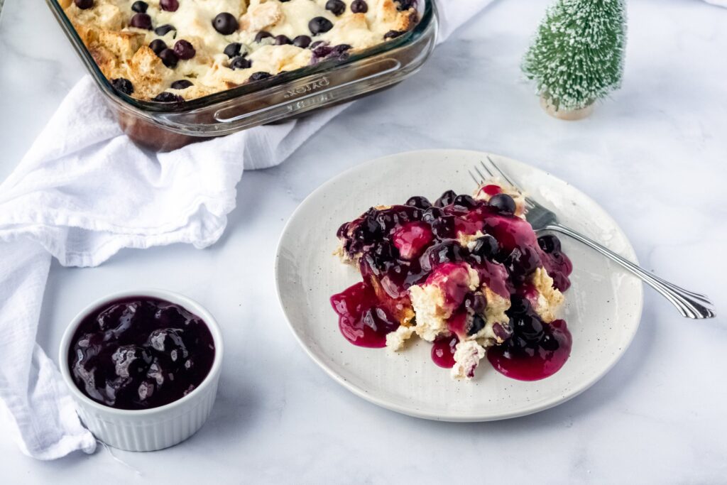 Blueberry Cheesecake Stuffed French Toast Casserole - Breakfast