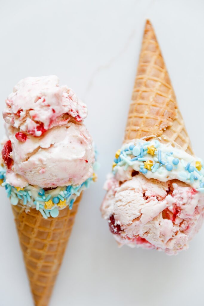 Strawberries and Cookie Ice Cream