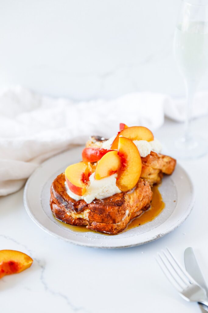 Peaches and Cream Stuffed French Toast