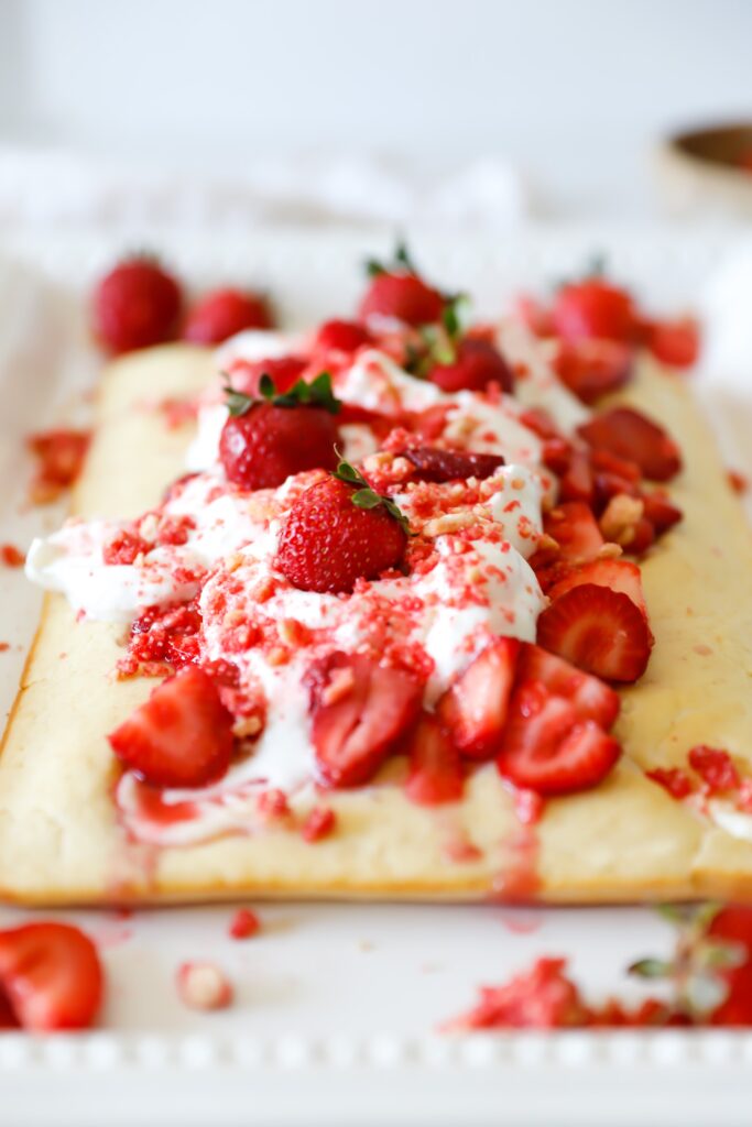 Strawberry Cheesecake Sheet Pan Pancakes - Breakfast