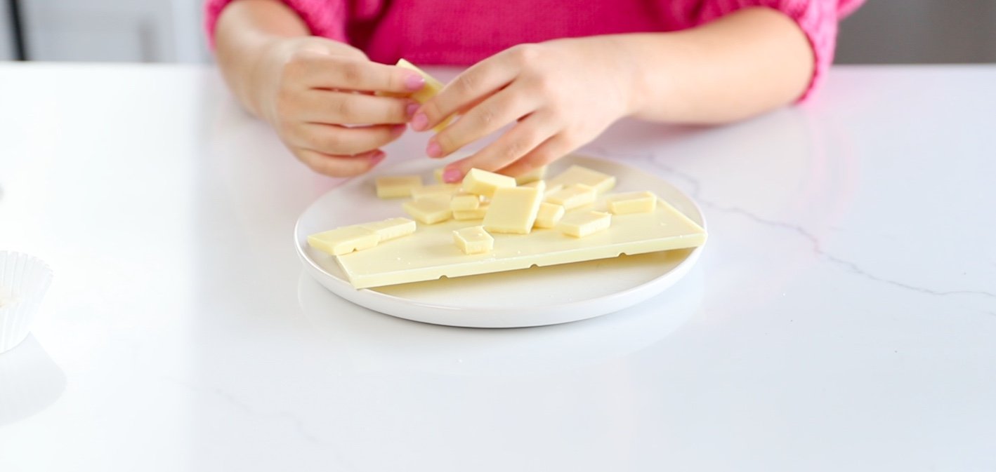 STEP ONE: Break premium white chocolate bars apart