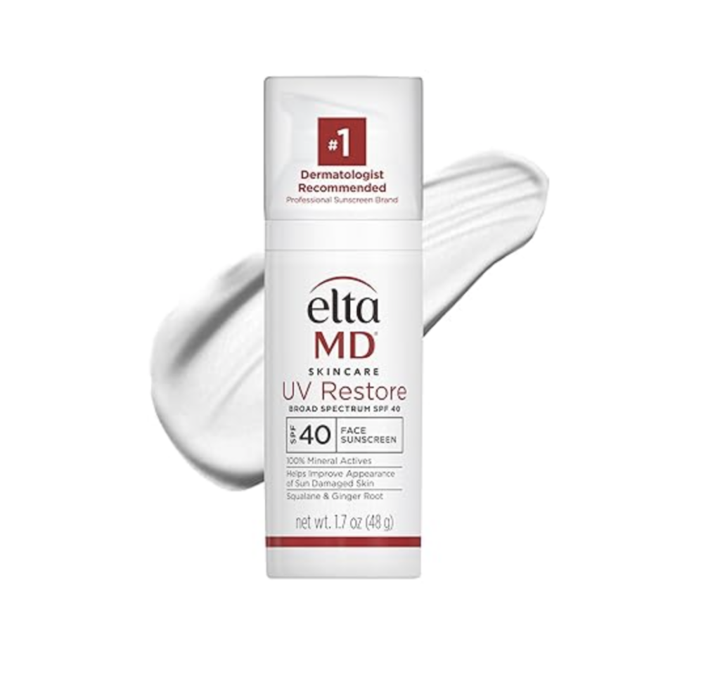 SPF 40, Mineral Sunscreen for Sun Damaged Skin Repair, Anti-Aging Zinc Oxide Sunscreen Formula