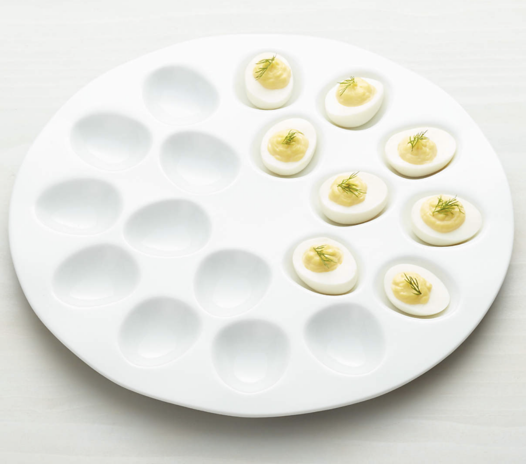 White Ceramic Deviled Egg Serving Platter